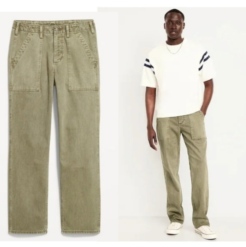Old Navy ’90s Loose Olive Green Denim Jeans Men’s 32x30 NWT